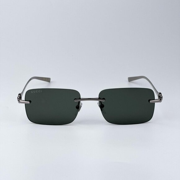 Gucci GG1703S 001 BRAND NEW Men Sunglasses Ruthenium Grey Rectangle